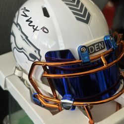 Bo Nix Signed Denver Broncos Speed Mini Helmet White Hemlet with COA