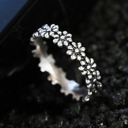 Sterling Silver Flowers Ring