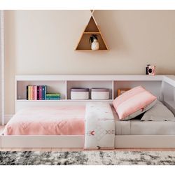 New Unboxed Ashley Furniture: White Piperton Full Bookcase Storage Bed