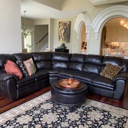Leather C-shaped Sectional Excellent Condition 