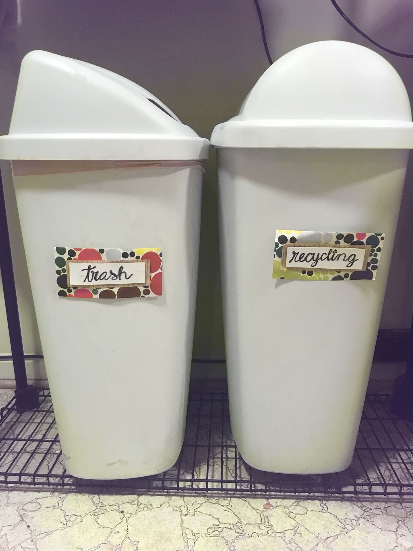 Tall kitchen trash bins