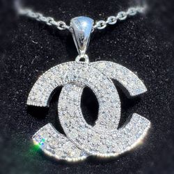 14k solid white gold Chanel style 0.55CTW Natural Diamond pendant charm