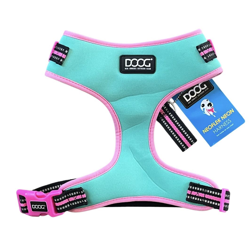 DOOG Step In Neoflex Rin Tin Tin Neon Dog Harness XL Teal Pink