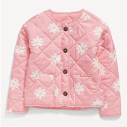 Old Navy Collarless Quilted Printed Button-Front Jacket for Girls