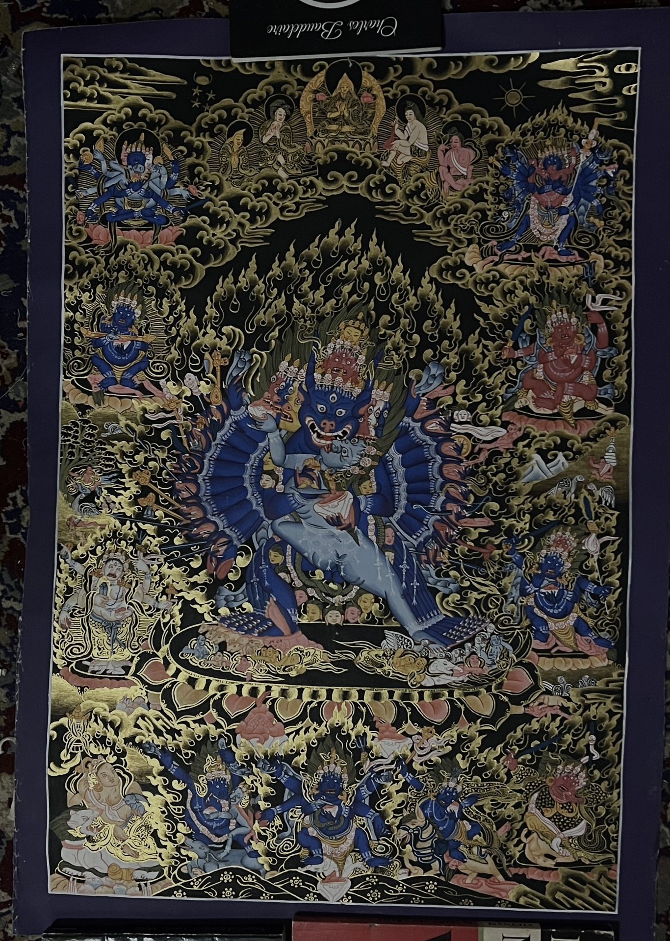 TIBET BUDDHIST YAMANTAKA THANGKA HAND PAINTED