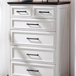 6 Drawer Dresser, Farmhouse Chest of Drawers for Bedroom, 44" Tall Dresser 