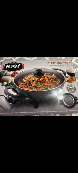 NEW Perini Electric Wok w/ Vented Glass Lid