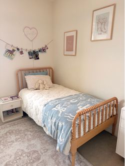 Crate & Barrel Jenny Lind Maple Wood Spindle Twin Bed (optional)with sealy mattress