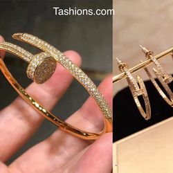 Tashions Nail Bracelet Set With Matching Earrings 