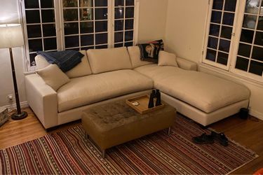 Large Custom White Washable Sectional Sofa with Chaise — 128” Wide — $1,200 OBO