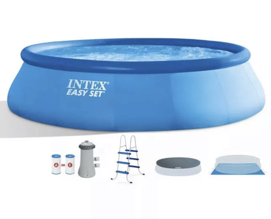 Intex 15ft x 48" Easy Set Swimming Pool w/ Ladder, Filter, Pump, & Cover