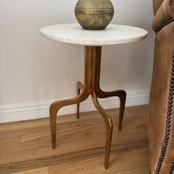 Cb2 Brass And Marble Side Table 