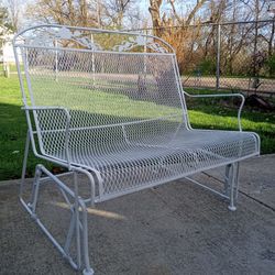 Excellent Condition Wrought Iron Double Glider Bench 