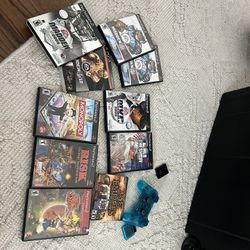 PS2 Games, Wireless Controller And 128 mb Memory Card