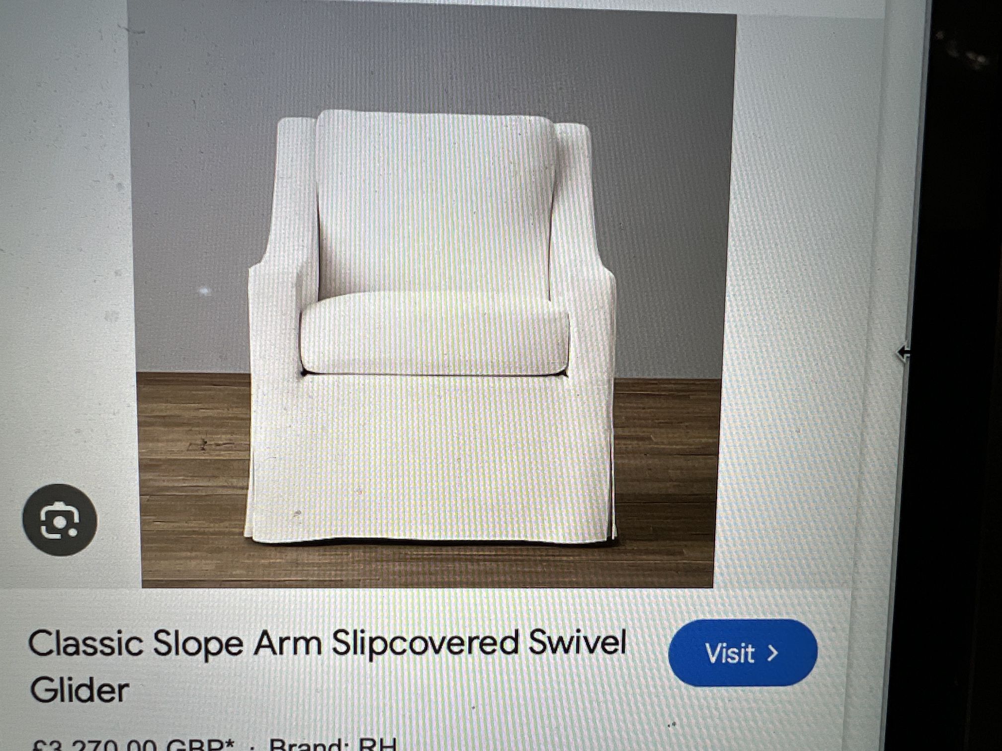 Restoration Hardware Slope Arm Slip Cover Swivel Glider Rocking