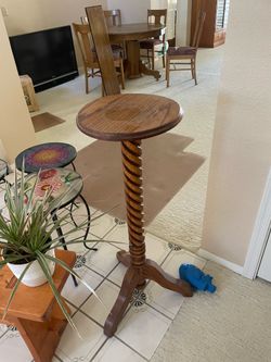 Planters, plant stands, bench