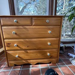 Wooden Dresser with Painted Knobs
