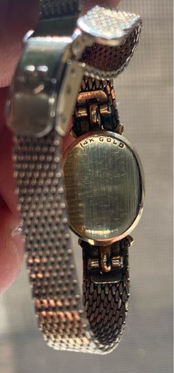 Vintage Omega Ladies 14K Gold Cocktail Watch w/ Diamonds – Manual Wind – Mesh Bracelet