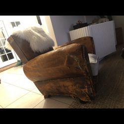 Antique French Club Chair W/down Cushion 