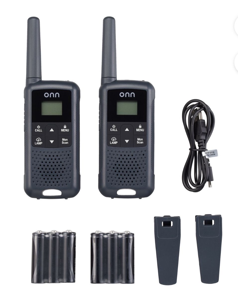 onn. 16 Mile 22 Channel Walkie Talkie, 2 Pack