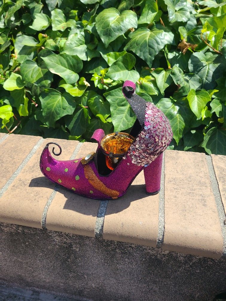 Halloween witch shoe candle holder