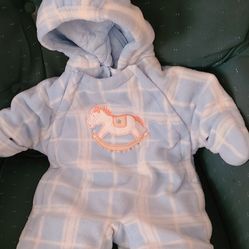 Little Me - very soft warm blanket bunting, snowsuit in blue. 0-3 mo, baby infant boy or girl.