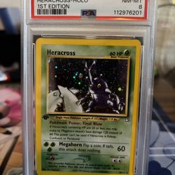 PSA 8 Heracross Holo 1st Edition #6 (2000) Pokemon Neo Genesis English