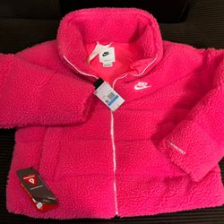 Brand New Womans Nike Therma Fit Sherpa Puffer Jacket Hot Pink Size Medium, Not Off White, Supreme, Union 