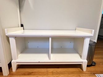 Crate and barrel solid wood white bench