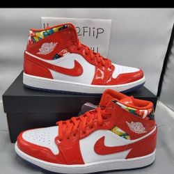 Nike Air Jordan 1 Mid SE Barcelona Sweater Chile Red White Mens Size 12  DC7294 600