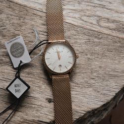 Akribos XXIV Women's Quartz Swarovski Crystal Rose-Tone Mesh Bracelet Watch