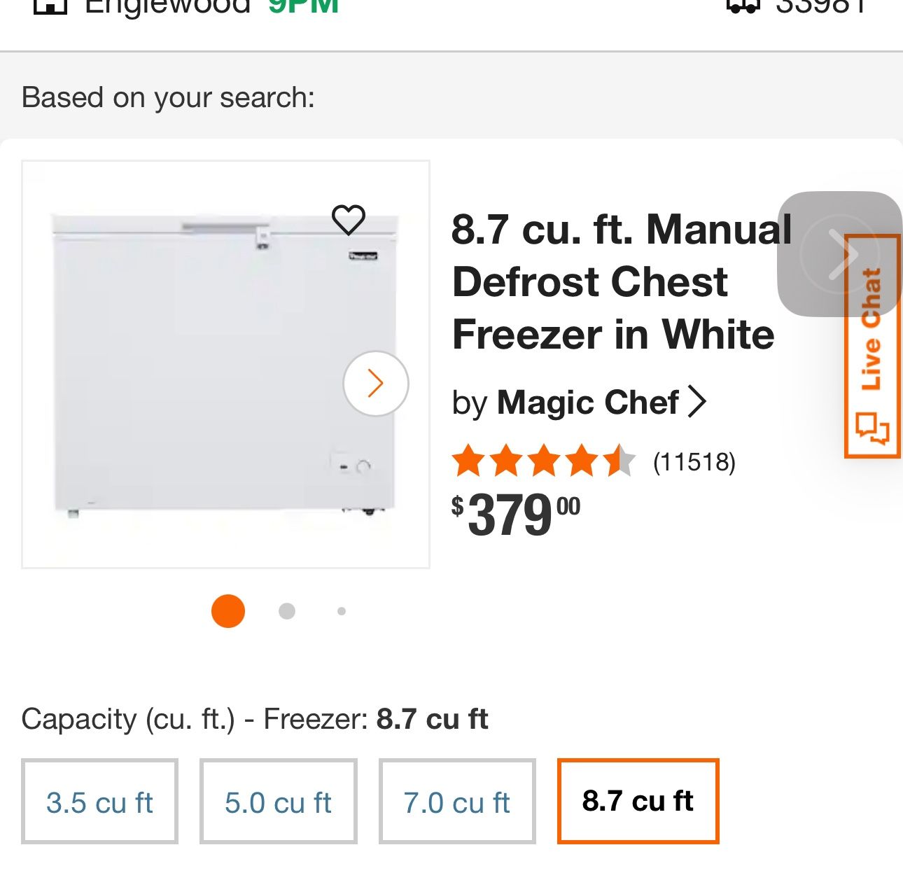 Magic Chef 8.7 Cu Ft Freezer
