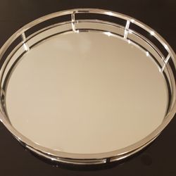 Modern Round Mirrored Metal Tray