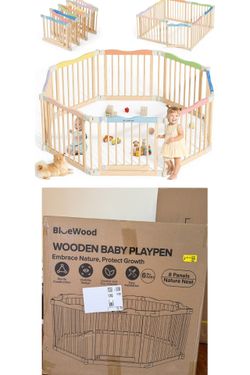 🪵✨ Wooden Foldable Baby Playpen — BRAND NEW! ✨🪵