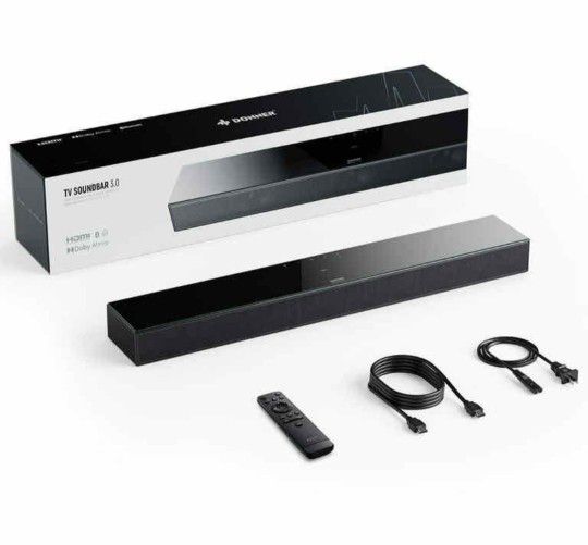 Donner Sound Bar for TV, Integrated Tweeter Woofers Bass, EQ Tuning, Bluetooth Surround Sound Home Theater Speakers with HDMI retail $130