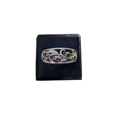 Size 10 Vintage 925 3 Stones Birthstone Swirl Ring