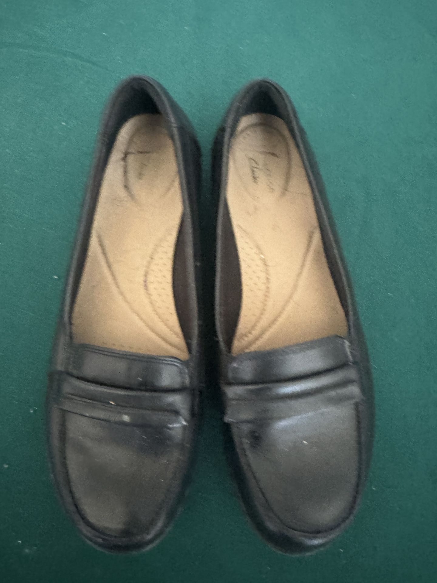 Clarks Black Comfort Loafers | Women’s Slip-On Work Flats Cushioned Sole 