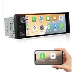 Single DIN Car Radio Stereo, Wireless CarPlay & Android Auto 6.36-inch Linux IPS HD touchscreen, Bluetooth, USB-C & USB port, FM, Type-C