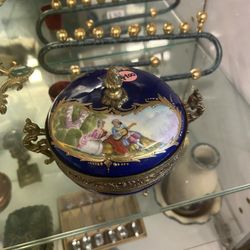 Vintage Cobalt blue limoges porcelain Fragonard victorian 