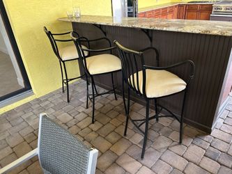 3 wrought iron bar stools
