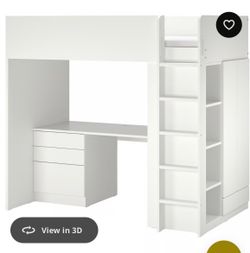 SMASTAD Ikea Loft bed, white white/with desk with 4 drawers, Twin