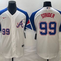 Atlanta Braves #99 Spencer Strider White City Connect Jersey - Stitched Replica (SHIPPING ONLY)