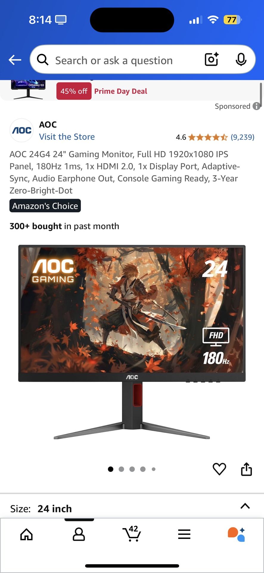 AOC 24G4 24" Gaming Monitor