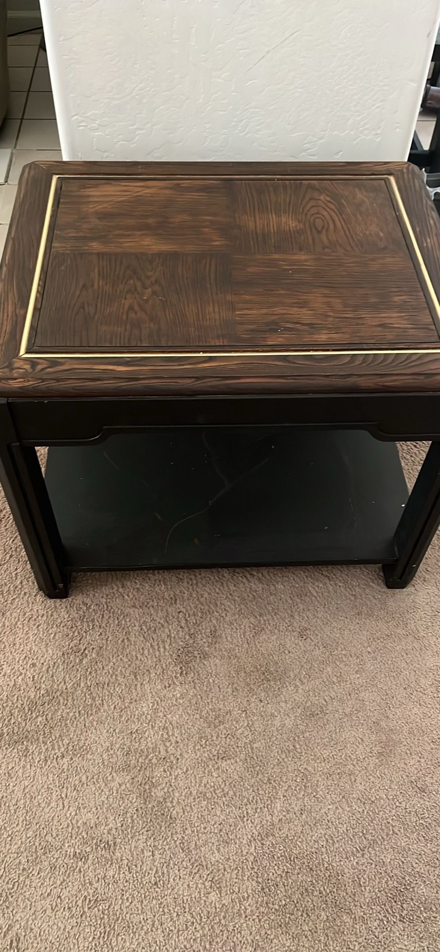 End Table Black And Dark Wood 