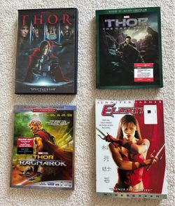 Set of 4 Marvel Thor and Elektra DVDs.
