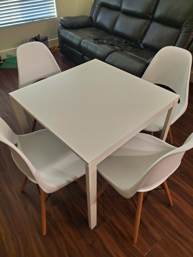Square White Table And 4 Chairs