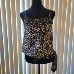 Polka Dot Sleeveless Top - Black and White