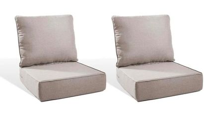 PlushCore 4-Piece Outdoor Patio Cushion Set – 22" x 24" x 6" – Beige – Set of 2