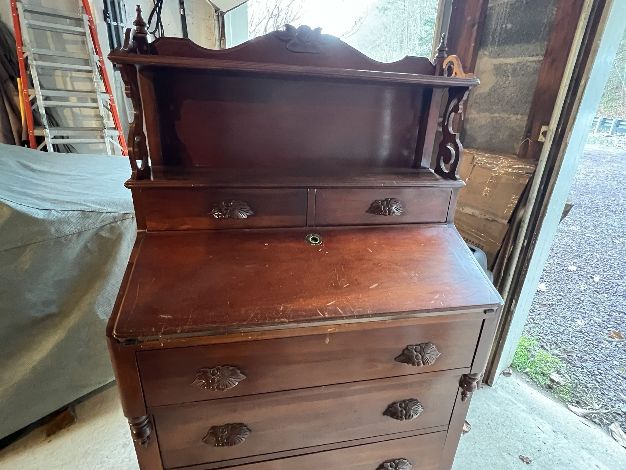 Antique Secretary With Matching Chair