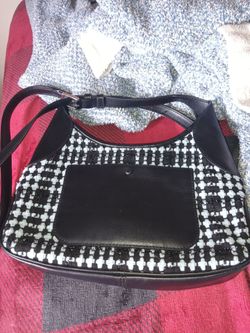 Black and White Tweed Shoulder Bag
